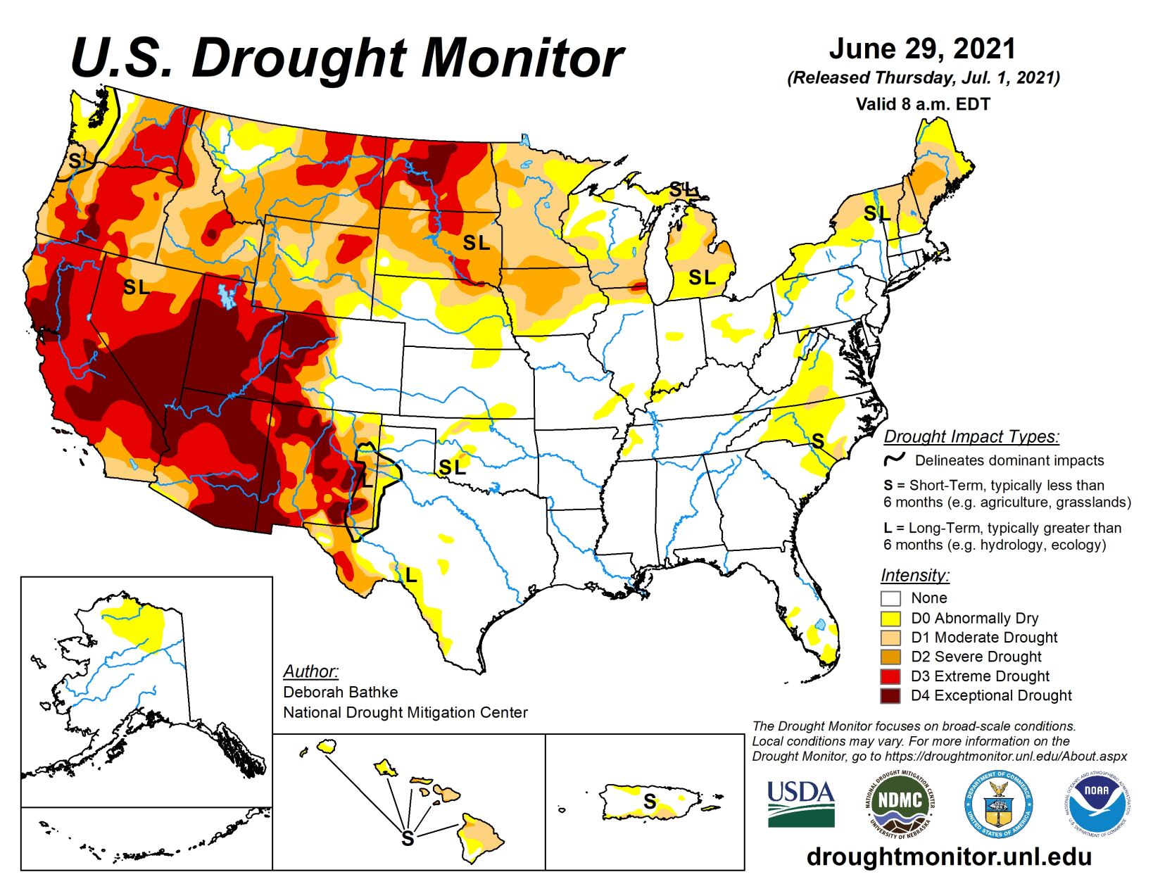 U.S. Drought Monitor map
